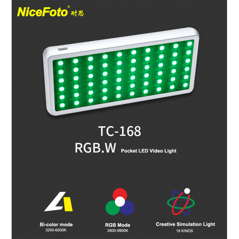 NICEFOTO RGB LED VIDEO LIGHT TC-168 | Fcf Forniture Cine Foto