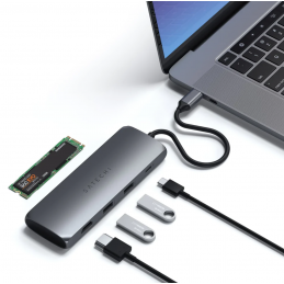 SATECHI ST-UCHSEM HUB USB-C HYBRID MULTIPORT ADAPTER CON SSD - SPACE GRAY | Fcf Forniture Cine Foto