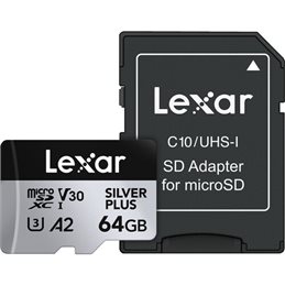 LEXAR MICRO SD 64GB SILVER PLUS 
