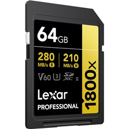 LEXAR 64GB PROFESSIONAL 1800X UHS-II SDXC GOLD