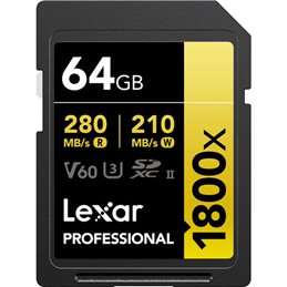 LEXAR 64GB PROFESSIONAL 1800X UHS-II SDXC GOLD