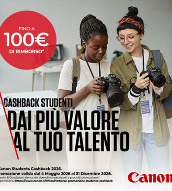 Canon Cashback Studenti 2026: fino a 100€ di rimborso per il tuo talento