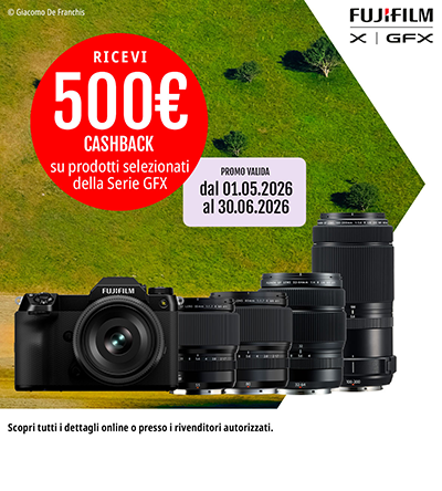 Fujifilm GFX Cashback 2026: 500€ di rimborso su medio formato