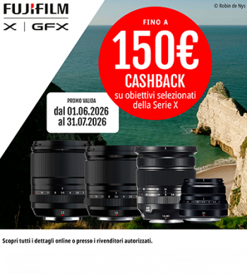 Fujifilm Travel Lens Cashback 2026: fino a 150€ di rimborso sugli obiettivi XF