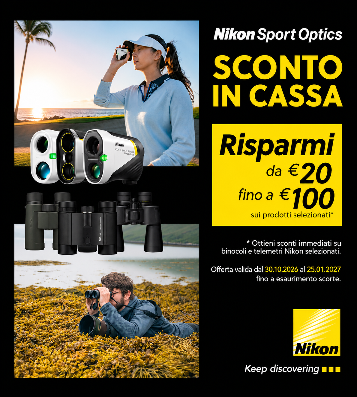 Nikon Sport Optics Winter 2026: fino a 100€ di sconto