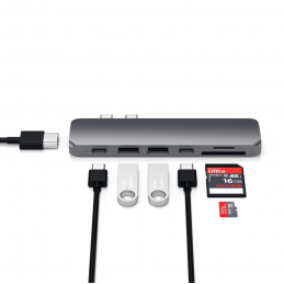 SATECHI ST-CMBPM PRO HUB USB-C CON 4K HDMI + USB-C + CARD READER SPACE GRAY | Fcf Forniture Cine Foto
